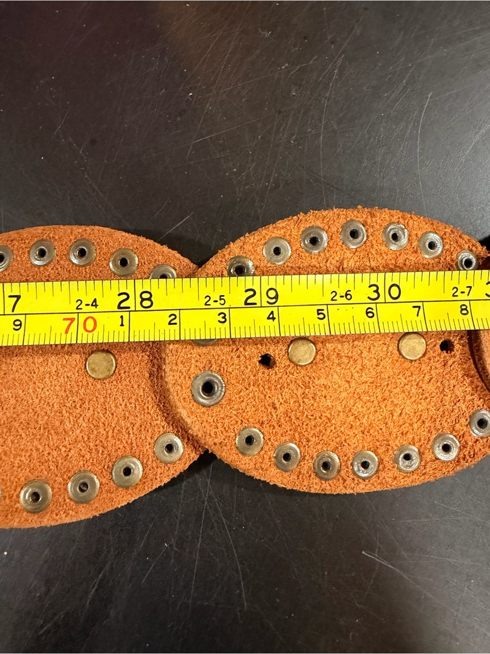 Vintage 1996 Fossil Genuine Leather Concho Belt Brown Studded Western Boho S - Picture 8 of 9